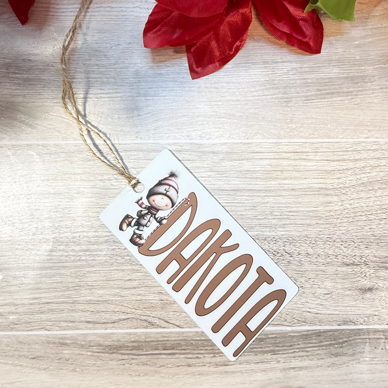 Personalized Christmas Bag Tags – 2x4 Soft Touch Name Tags with Cute Characters (Custom Gift Tags)