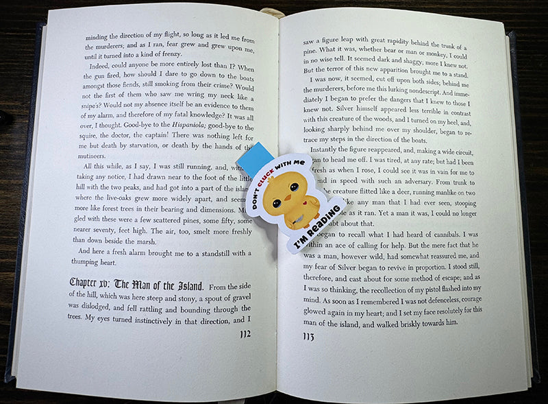 “Yellow baby chick magnetic bookmark with ‘Don’t Cluck With Me, I’m Reading’ quote”