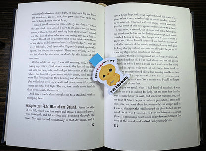 “Yellow baby chick magnetic bookmark with ‘Don’t Cluck With Me, I’m Reading’ quote”