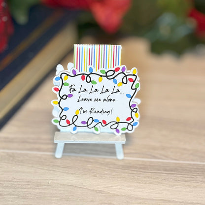 Fa La La La La Leave Me Alone I’m Reading Magnetic Bookmark – Christmas Lights Holiday Page Marker