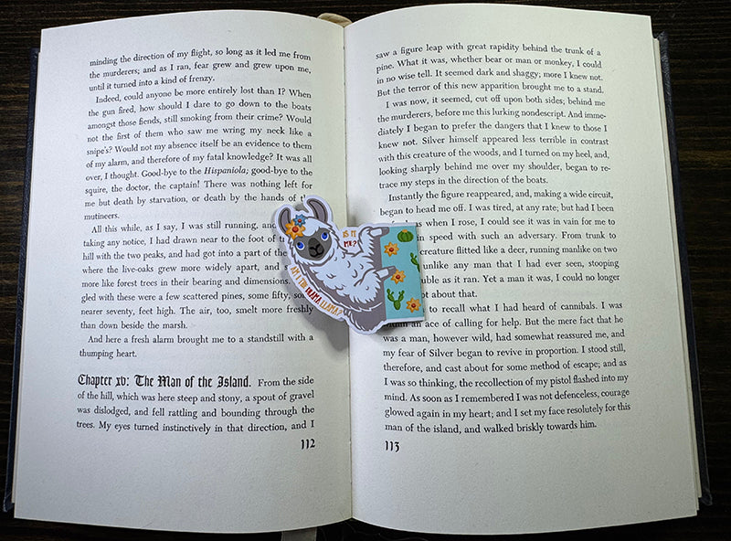 “Funny llama magnetic bookmark with flower crown and ‘Am I the Drama Llama?’ text”